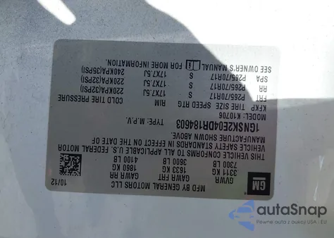 2013 Chevrolet Tahoe Commercial Fleet z USA, uszkodzony, nr VIN 1GNSK2E04DR184603